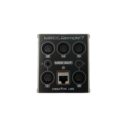 MRCC Remote 7 top panel with 5-pin DIN and 3.5mm MIDI jacks