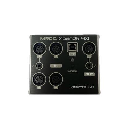 MRCC XpandR 4x1 top panel with 5-pin DIN and 3.5mm MIDI jacks