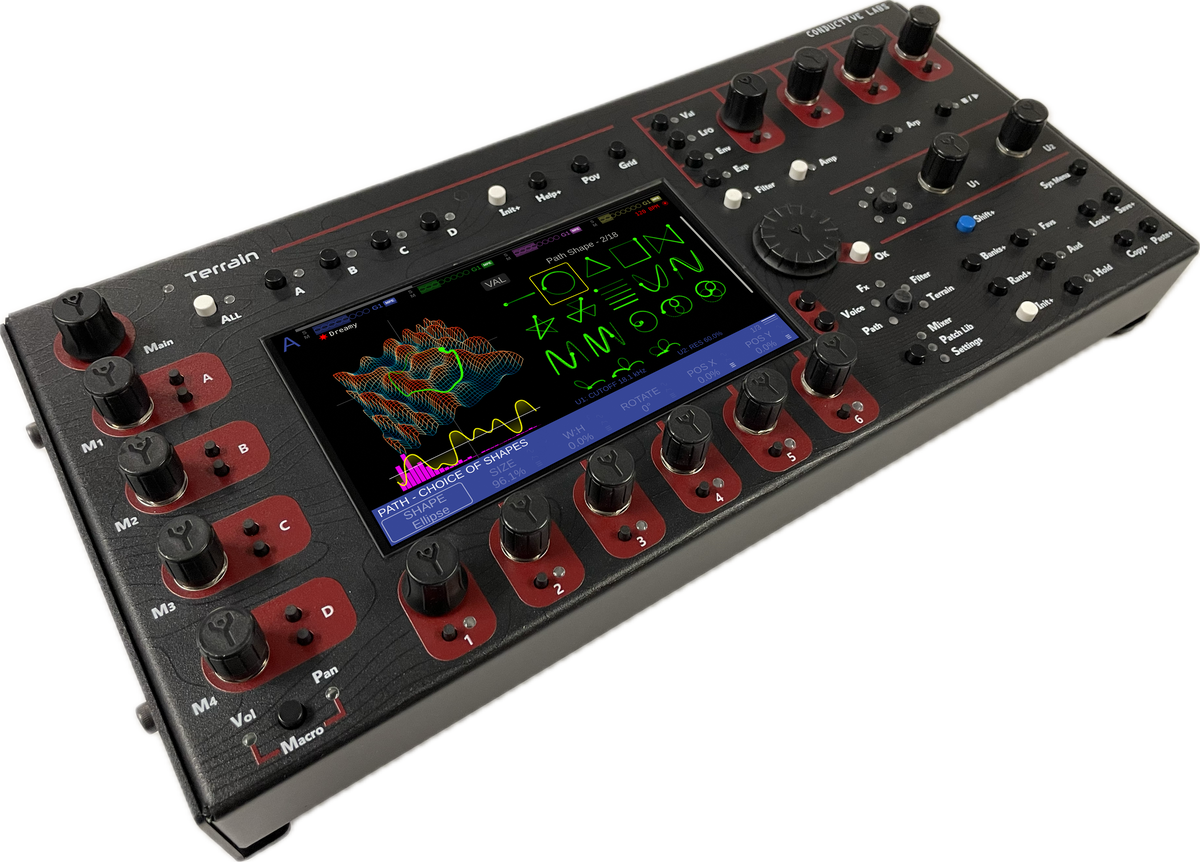 Terrain Synth angled view of the display and controls
